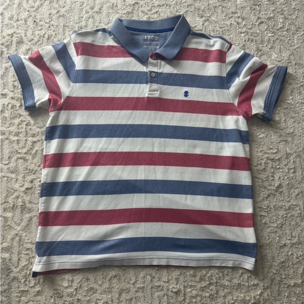 Izod Kids Polo Shirt - Red, Blue, White Stripes